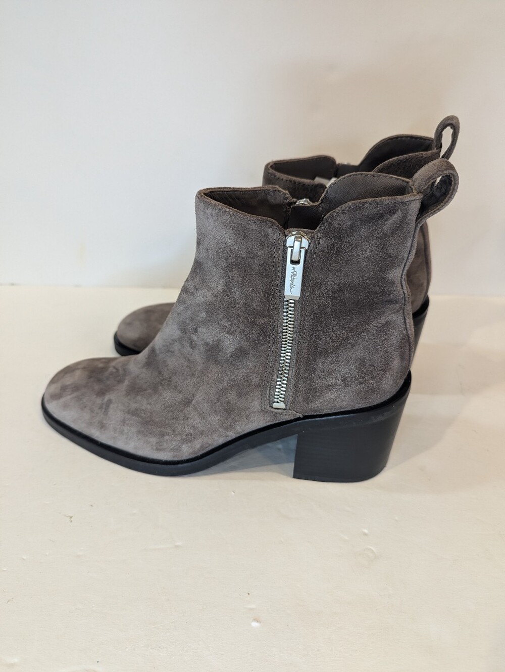 NWOB Phillip Lim Alexa Gray Leather Suede Zipper Ankle Booties Size 38